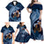 Father's Day Polynesian Pattern Family Matching Off Shoulder Maxi Dress and Hawaiian Shirt Tropical Humpback Whale - Navy