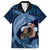 Father's Day Polynesian Pattern Family Matching Off Shoulder Short Dress and Hawaiian Shirt Tropical Humpback Whale - Navy