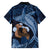 Father's Day Polynesian Pattern Family Matching Off Shoulder Short Dress and Hawaiian Shirt Tropical Humpback Whale - Navy