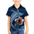 Father's Day Polynesian Pattern Family Matching Off Shoulder Short Dress and Hawaiian Shirt Tropical Humpback Whale - Navy