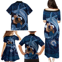Father's Day Polynesian Pattern Family Matching Puletasi and Hawaiian Shirt Tropical Humpback Whale - Navy LT7 - Polynesian Pride