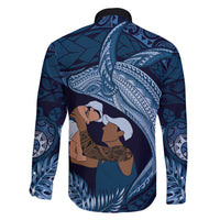 Father's Day Polynesian Pattern Family Matching Puletasi and Hawaiian Shirt Tropical Humpback Whale - Navy LT7 - Polynesian Pride