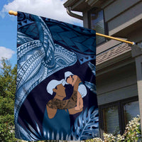 Father's Day Polynesian Pattern Garden Flag Tropical Humpback Whale - Navy LT7 - Polynesian Pride