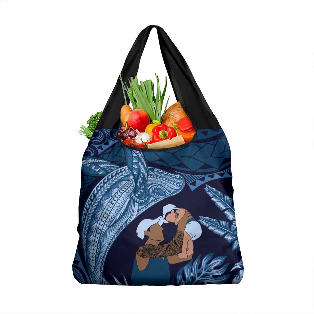 Father's Day Polynesian Pattern Grocery Bag Tropical Humpback Whale - Navy LT7 1-pack One Size Navy Blue - Polynesian Pride