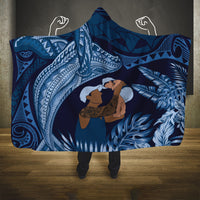 Father's Day Polynesian Pattern Hooded Blanket Tropical Humpback Whale - Navy LT7 One Size Navy Blue - Polynesian Pride