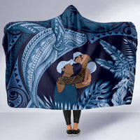 Father's Day Polynesian Pattern Hooded Blanket Tropical Humpback Whale - Navy LT7 - Polynesian Pride