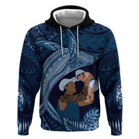 Father's Day Polynesian Pattern Hoodie Tropical Humpback Whale - Navy LT7 Pullover Hoodie Navy Blue - Polynesian Pride