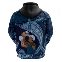 Father's Day Polynesian Pattern Hoodie Tropical Humpback Whale - Navy LT7 - Polynesian Pride