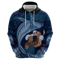 Father's Day Polynesian Pattern Hoodie Tropical Humpback Whale - Navy LT7 - Polynesian Pride