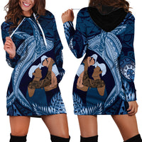 Father's Day Polynesian Pattern Hoodie Dress Tropical Humpback Whale - Navy LT7 - Polynesian Pride