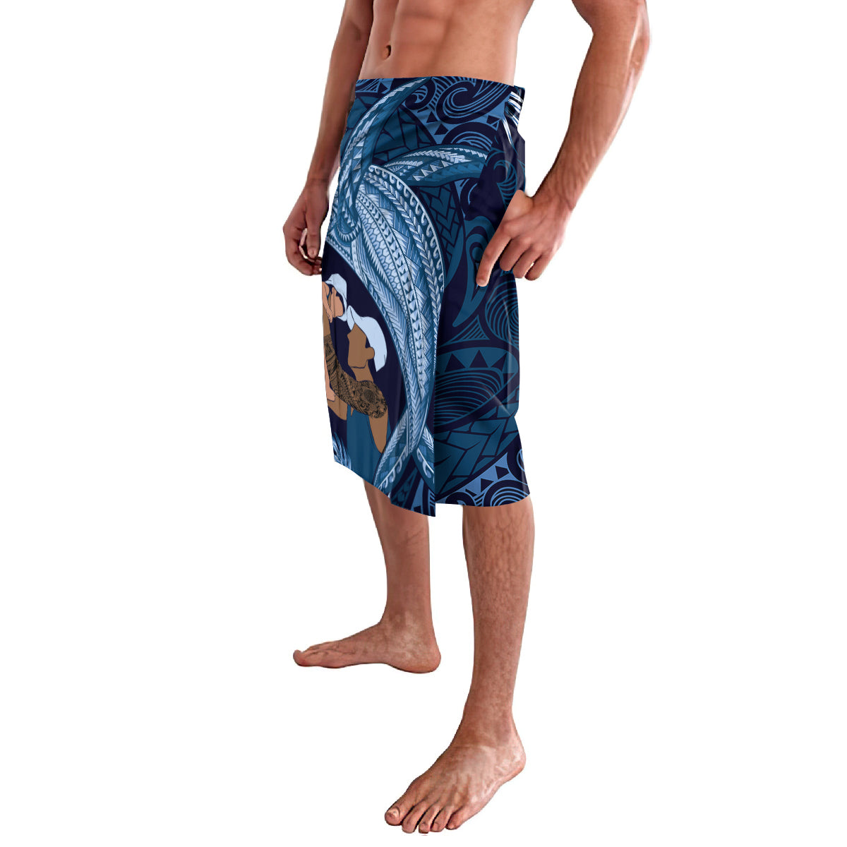 Father's Day Polynesian Pattern Lavalava Tropical Humpback Whale - Navy LT7 - Polynesian Pride