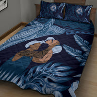 Father's Day Polynesian Pattern Quilt Bed Set Tropical Humpback Whale - Navy LT7 - Polynesian Pride