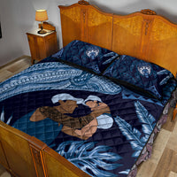 Father's Day Polynesian Pattern Quilt Bed Set Tropical Humpback Whale - Navy LT7 - Polynesian Pride