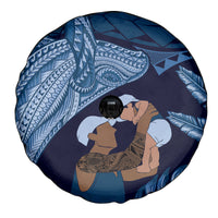 Father's Day Polynesian Pattern Spare Tire Cover Tropical Humpback Whale - Navy LT7 - Polynesian Pride