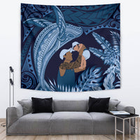 Father's Day Polynesian Pattern Tapestry Tropical Humpback Whale - Navy LT7 Navy Blue - Polynesian Pride