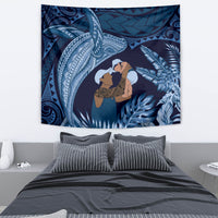 Father's Day Polynesian Pattern Tapestry Tropical Humpback Whale - Navy LT7 - Polynesian Pride