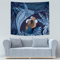 Father's Day Polynesian Pattern Tapestry Tropical Humpback Whale - Navy LT7 - Polynesian Pride