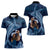 Father's Day Polynesian Pattern Women Polo Shirt Tropical Humpback Whale - Navy