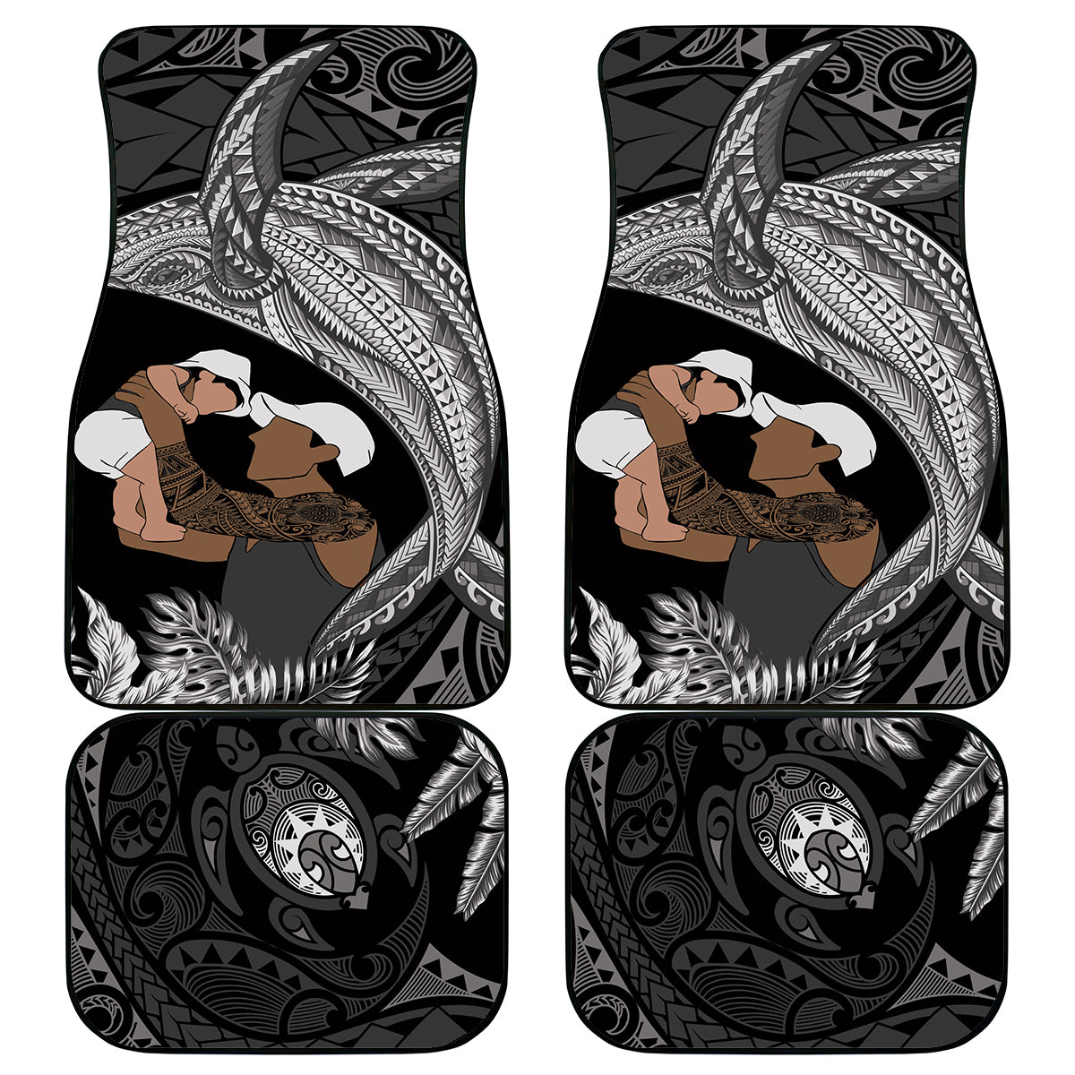 Father's Day Polynesian Pattern Car Mats Tropical Humpback Whale - Black LT7 - Polynesian Pride