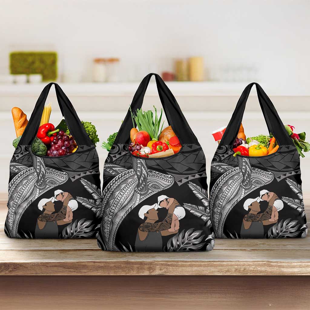 Father's Day Polynesian Pattern Grocery Bag Tropical Humpback Whale - Black LT7 3-pack One Size Black - Polynesian Pride
