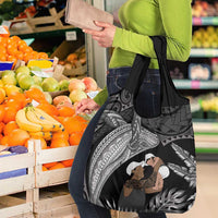 Father's Day Polynesian Pattern Grocery Bag Tropical Humpback Whale - Black LT7 - Polynesian Pride