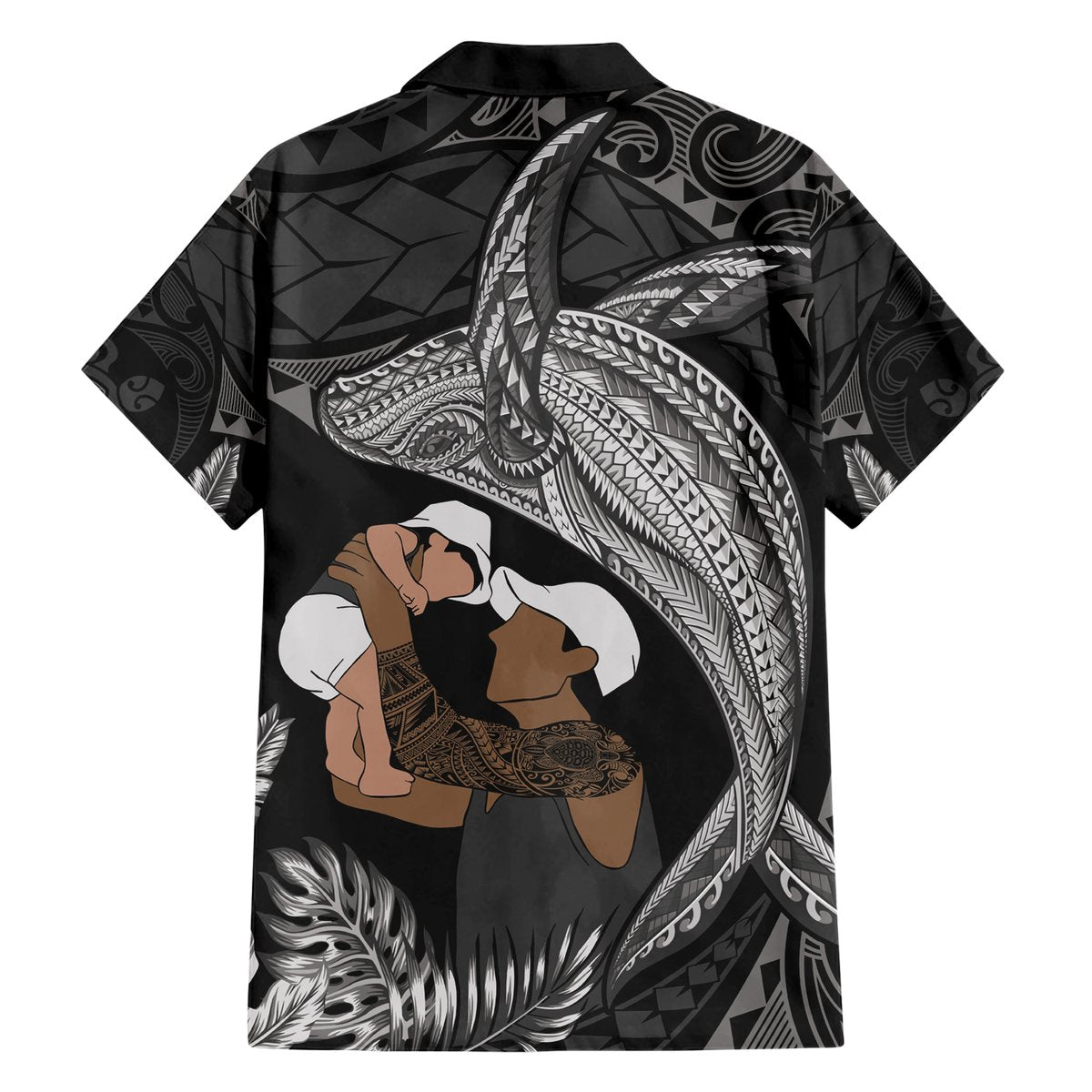 Father's Day Polynesian Pattern Hawaiian Shirt Tropical Humpback Whale - Black LT7 - Polynesian Pride