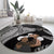 Father's Day Polynesian Pattern Round Carpet Tropical Humpback Whale - Black