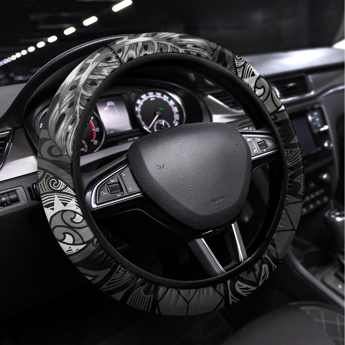 Father's Day Polynesian Pattern Steering Wheel Cover Tropical Humpback Whale - Black LT7 Universal Fit Black - Polynesian Pride