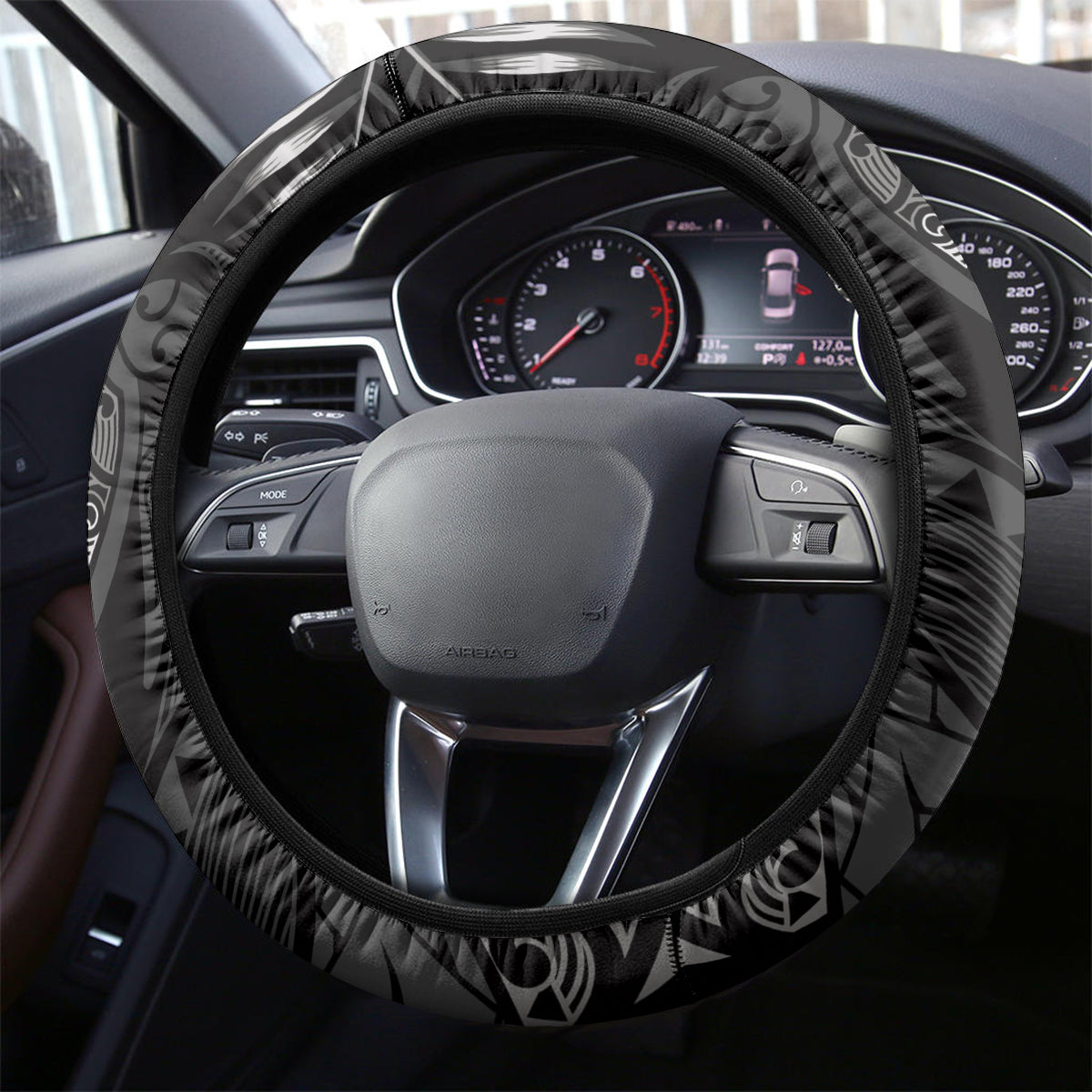 Father's Day Polynesian Pattern Steering Wheel Cover Tropical Humpback Whale - Black LT7 - Polynesian Pride