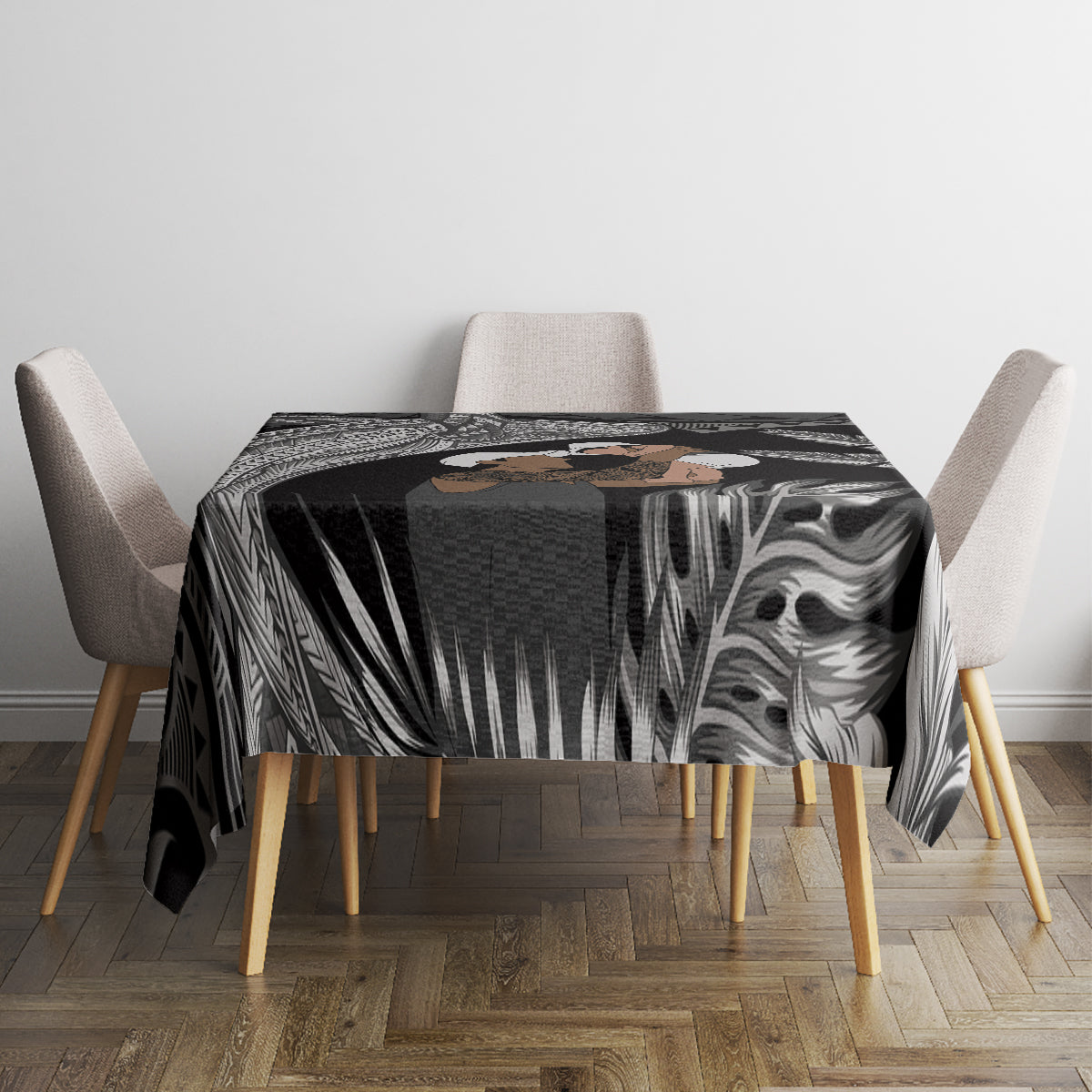 Father's Day Polynesian Pattern Tablecloth Tropical Humpback Whale - Black LT7 - Polynesian Pride