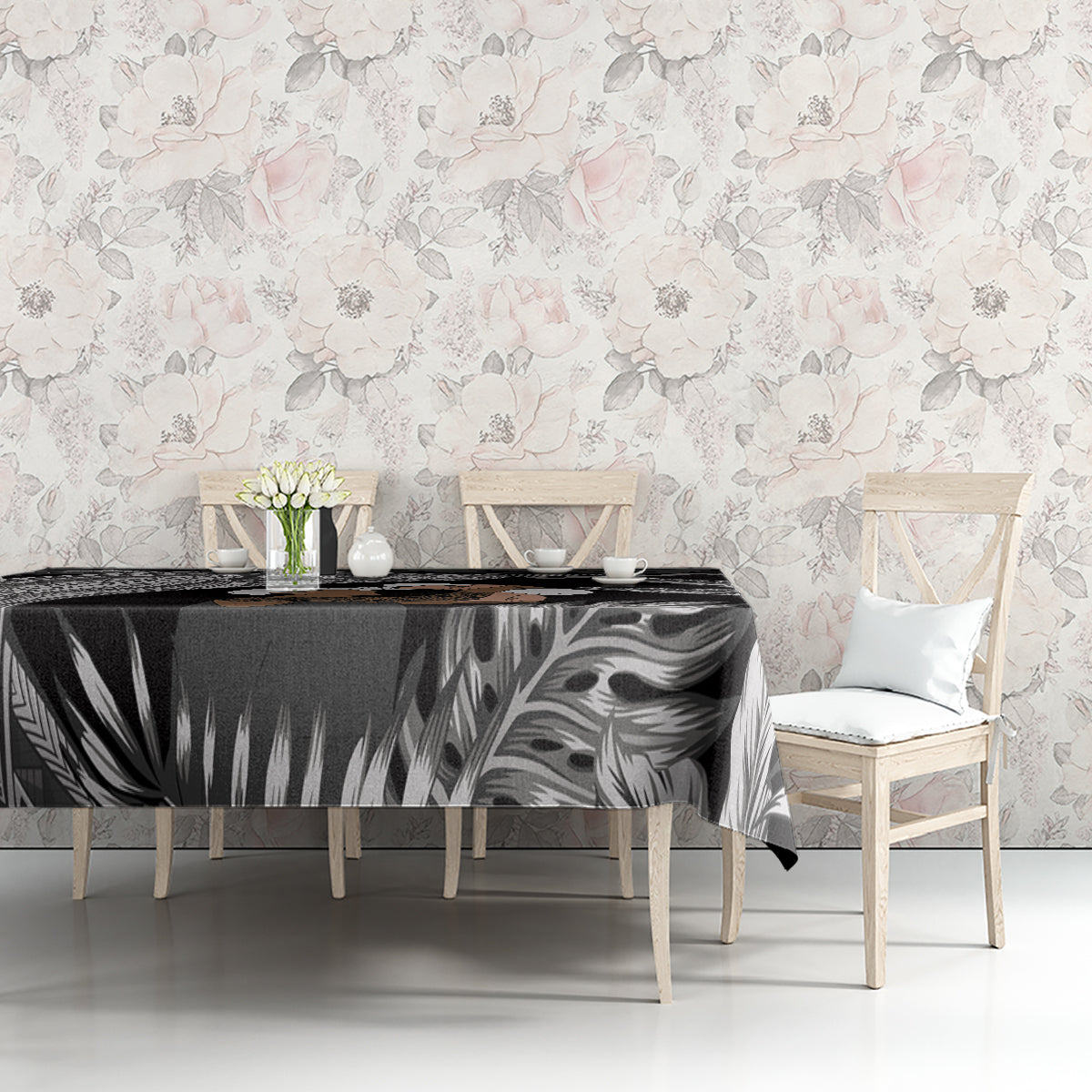 Father's Day Polynesian Pattern Tablecloth Tropical Humpback Whale - Black LT7 - Polynesian Pride