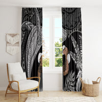 Father's Day Polynesian Pattern Window Curtain Tropical Humpback Whale - Black LT7 - Polynesian Pride
