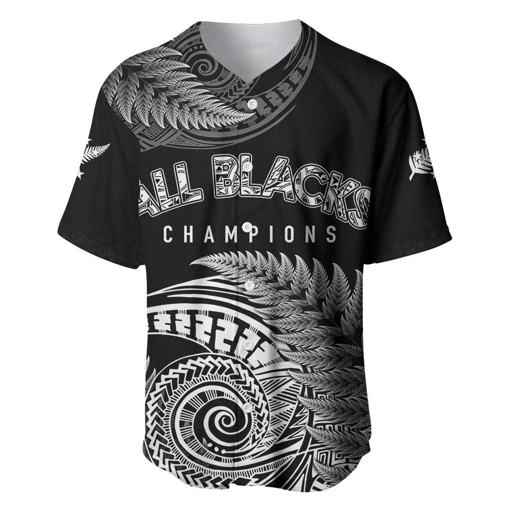 New Zealand Rugby 2023 Baseball Jersey Aotearoa Silver Ferns Champions LT7 Black - Polynesian Pride