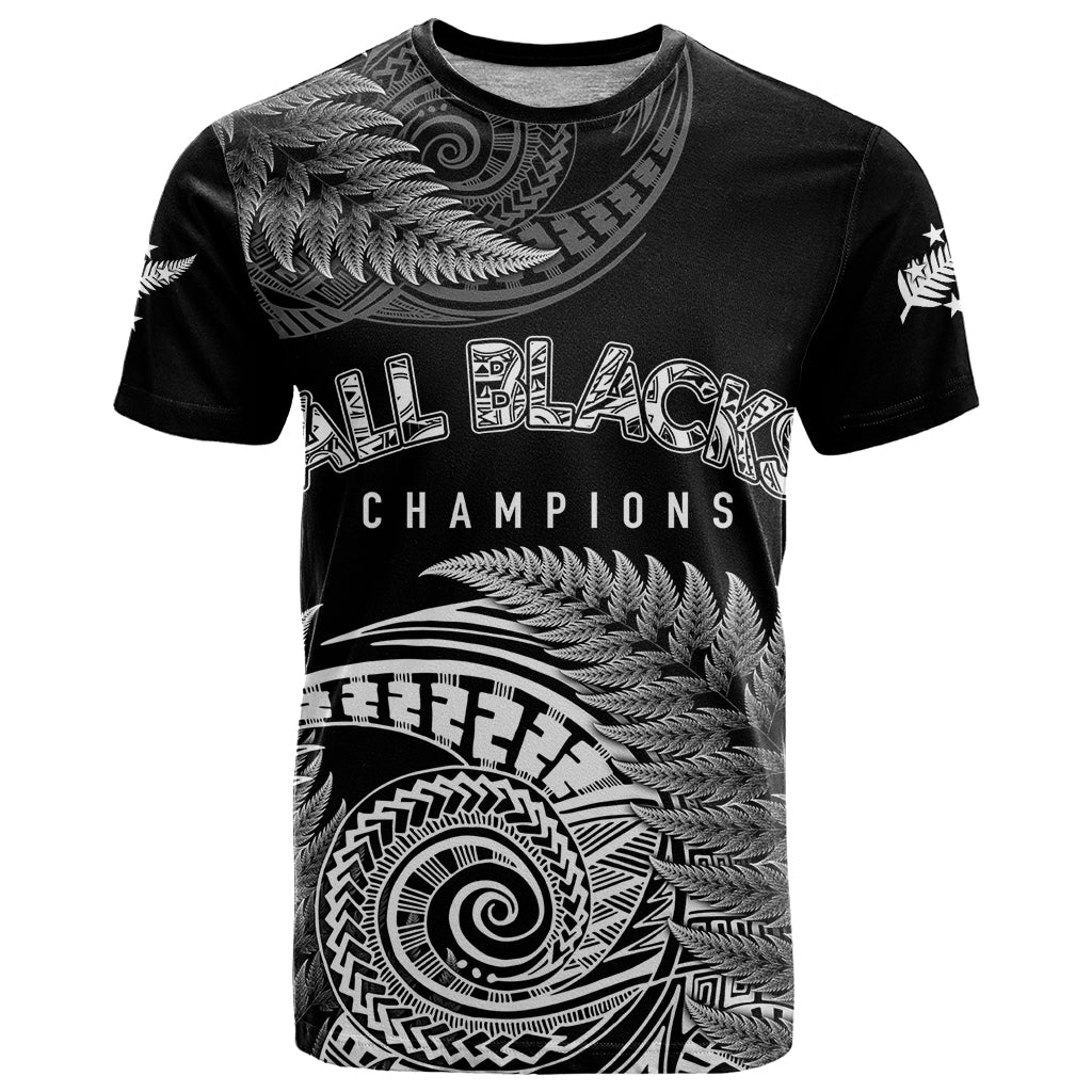 New Zealand Rugby 2023 T Shirt Aotearoa Silver Ferns Champions LT7 Black - Polynesian Pride