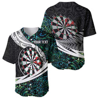Personalized NZ Darts Baseball Jersey Paua Shell Maori Koru Whakairo - Polynesian Pride