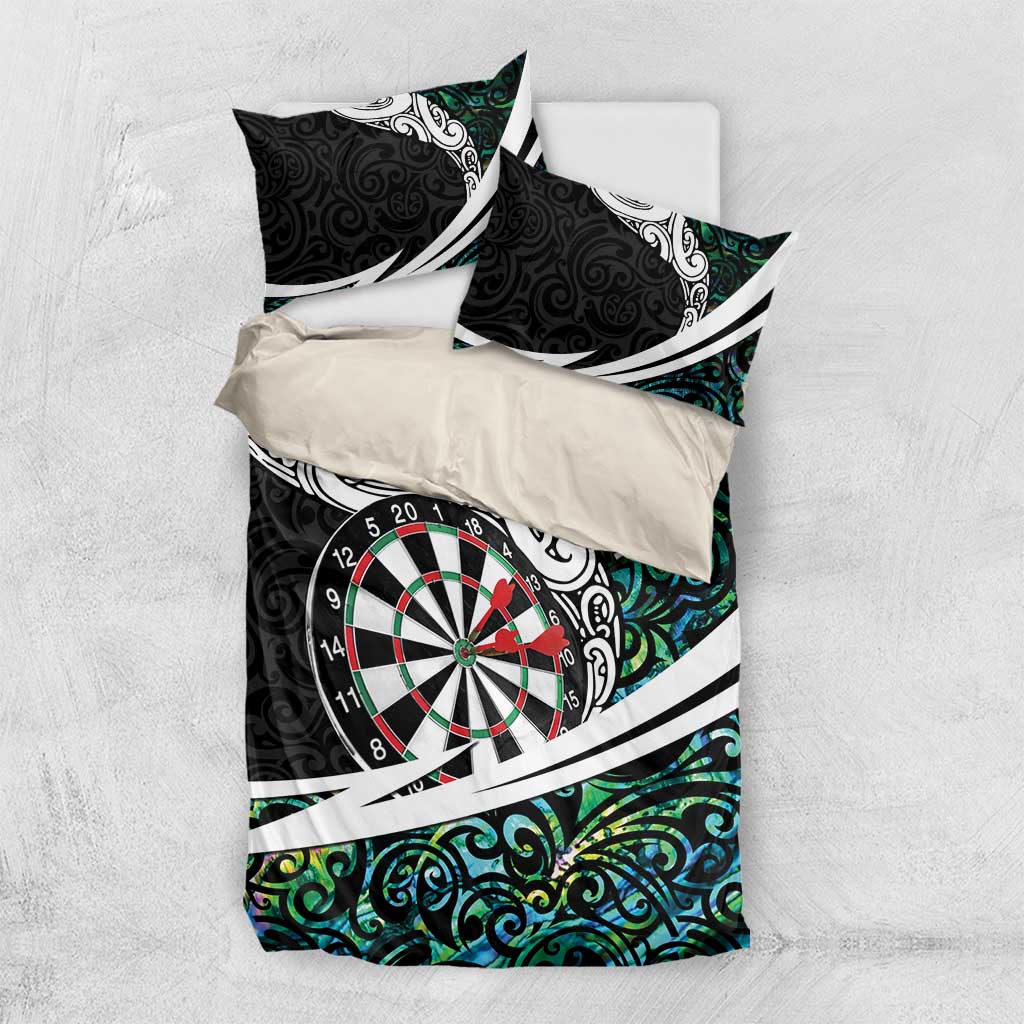 Personalized NZ Darts Bedding Set Paua Shell Maori Koru Whakairo - Polynesian Pride