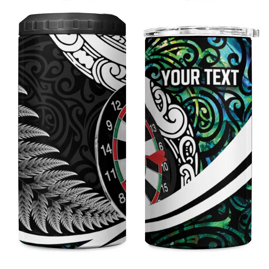 Personalized NZ Darts 4 in 1 Can Cooler Tumbler Paua Shell Maori Koru Whakairo LT7 One Size: 16 oz Colorful - Polynesian Pride
