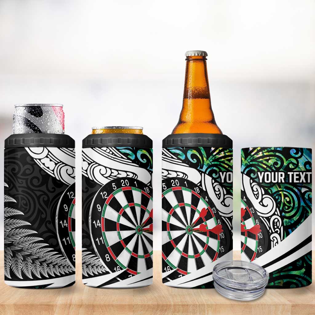 Personalized NZ Darts 4 in 1 Can Cooler Tumbler Paua Shell Maori Koru Whakairo LT7 - Polynesian Pride