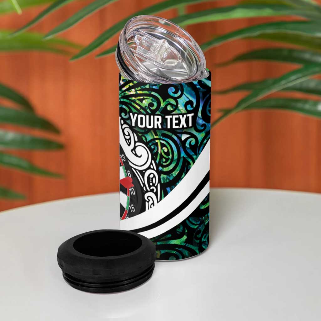 Personalized NZ Darts 4 in 1 Can Cooler Tumbler Paua Shell Maori Koru Whakairo LT7 - Polynesian Pride