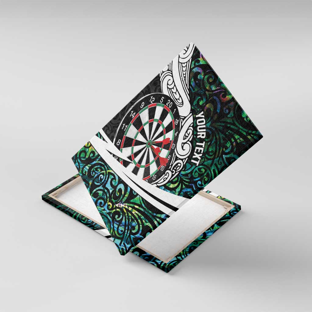 Personalized NZ Darts Canvas Wall Art Paua Shell Maori Koru Whakairo LT7 With Frame Colorful - Polynesian Pride