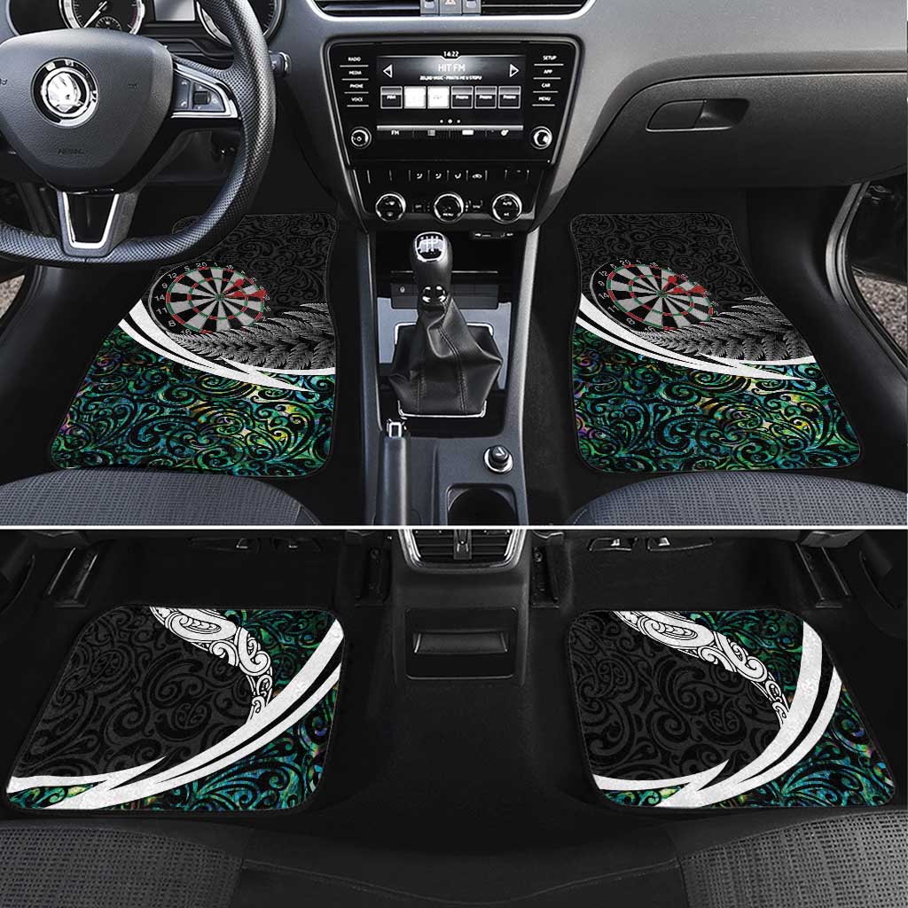 Personalized NZ Darts Car Mats Paua Shell Maori Koru Whakairo LT7 Set 4pcs Colorful - Polynesian Pride