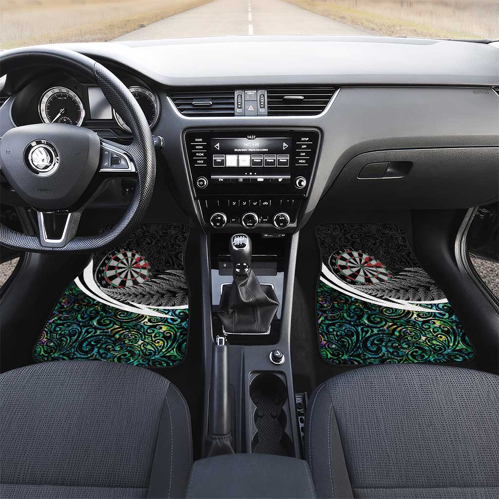 Personalized NZ Darts Car Mats Paua Shell Maori Koru Whakairo LT7 Set 2pcs - Front Colorful - Polynesian Pride