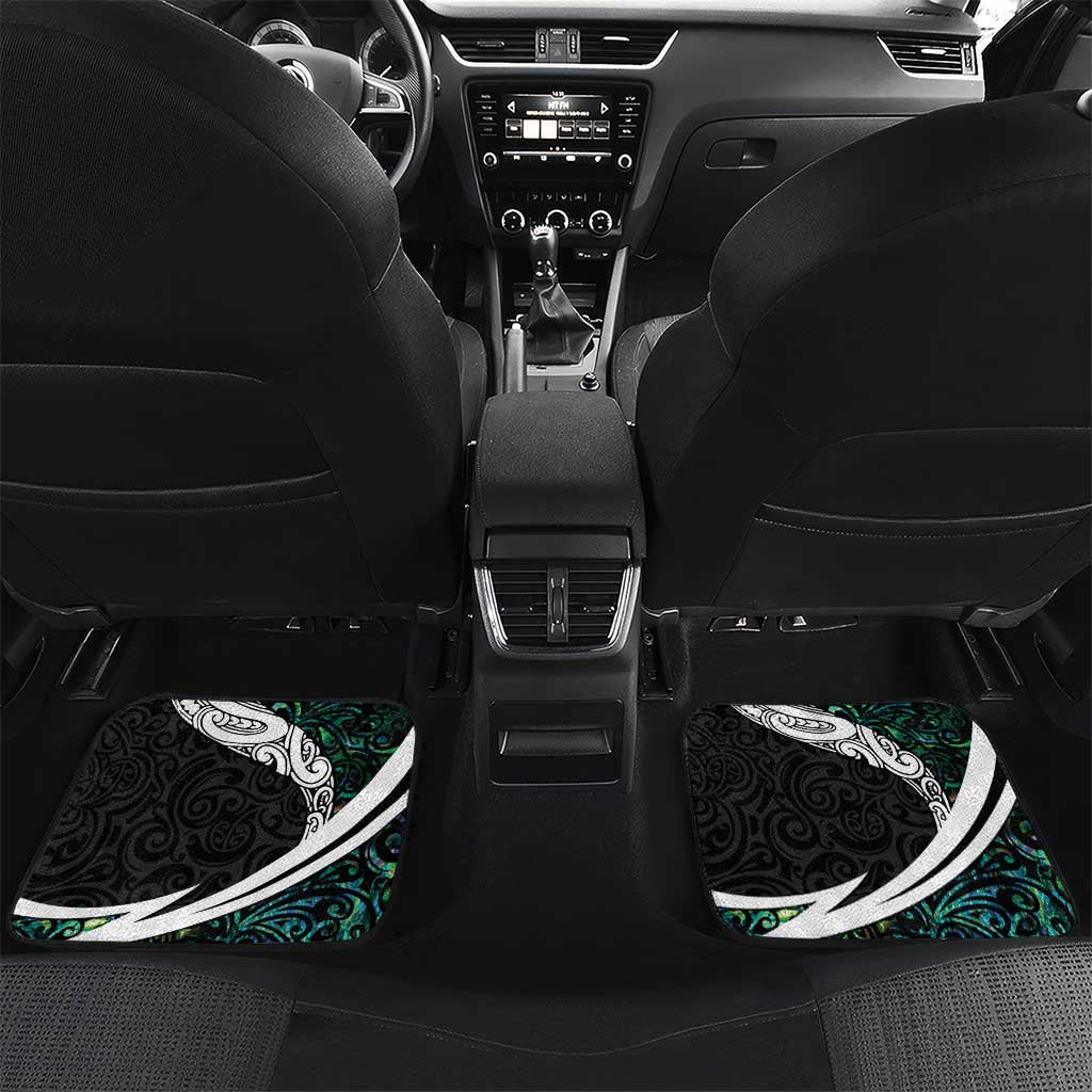 Personalized NZ Darts Car Mats Paua Shell Maori Koru Whakairo LT7 Set 2pcs - Back Colorful - Polynesian Pride