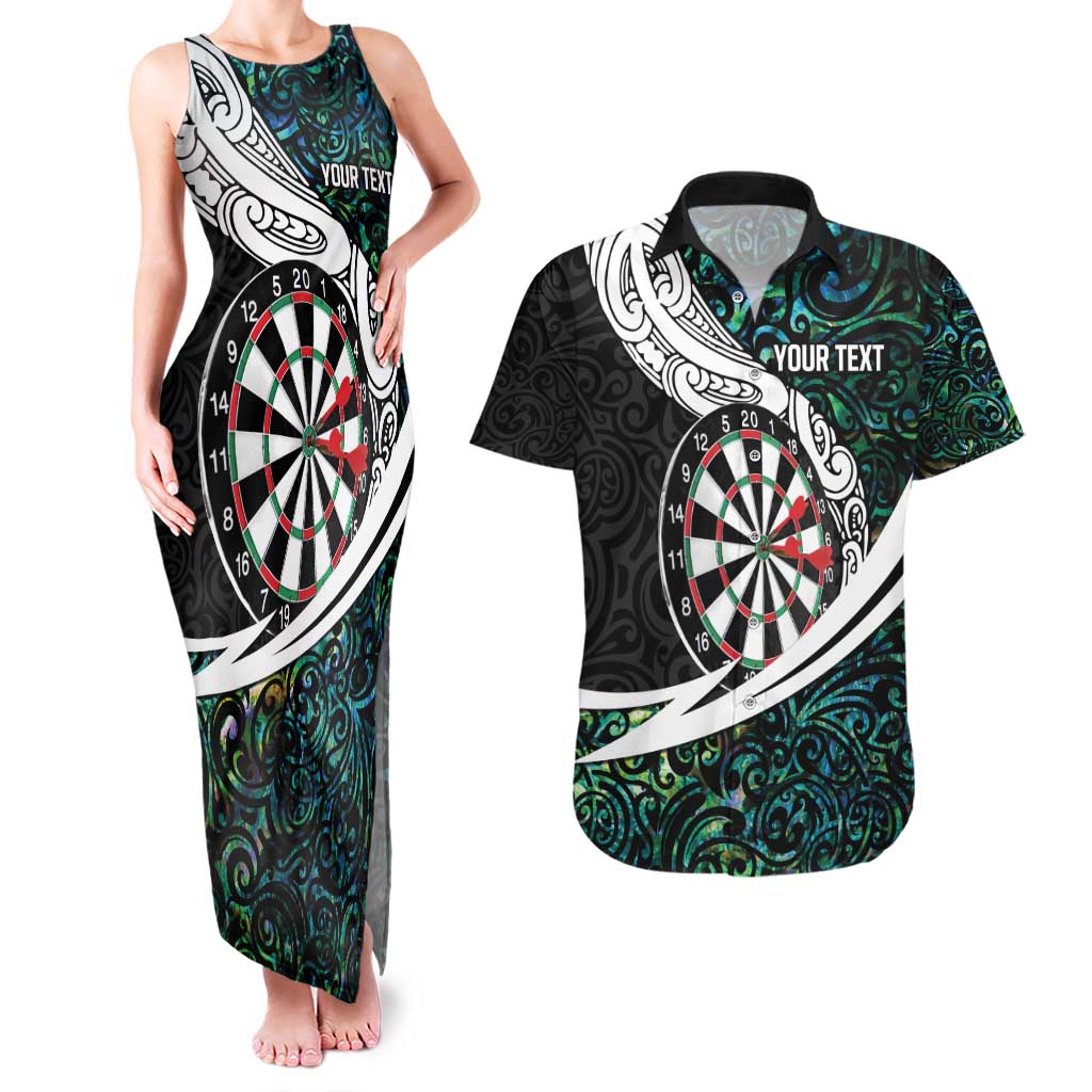 Personalized NZ Darts Couples Matching Tank Maxi Dress and Hawaiian Shirt Paua Shell Maori Koru Whakairo LT7 Colorful - Polynesian Pride