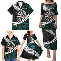 Personalized NZ Darts Family Matching Puletasi and Hawaiian Shirt Paua Shell Maori Koru Whakairo LT7 - Polynesian Pride