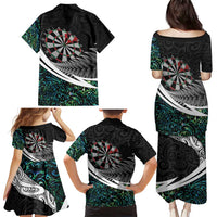 Personalized NZ Darts Family Matching Puletasi and Hawaiian Shirt Paua Shell Maori Koru Whakairo LT7 - Polynesian Pride