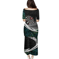 Personalized NZ Darts Family Matching Puletasi and Hawaiian Shirt Paua Shell Maori Koru Whakairo LT7 - Polynesian Pride
