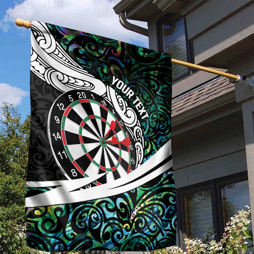 Personalized NZ Darts Garden Flag Paua Shell Maori Koru Whakairo - Polynesian Pride