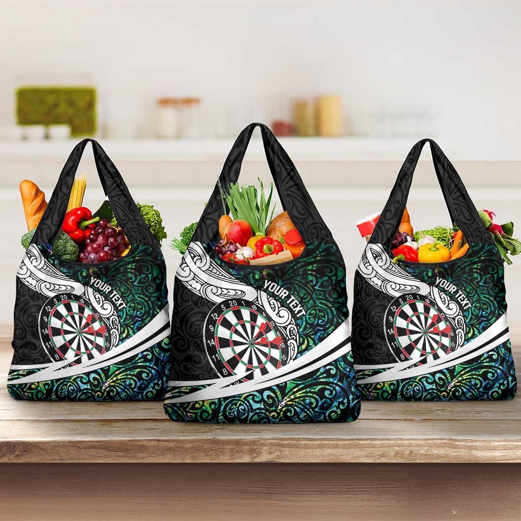 Personalized NZ Darts Grocery Bag Paua Shell Maori Koru Whakairo LT7 3-pack One Size Colorful - Polynesian Pride
