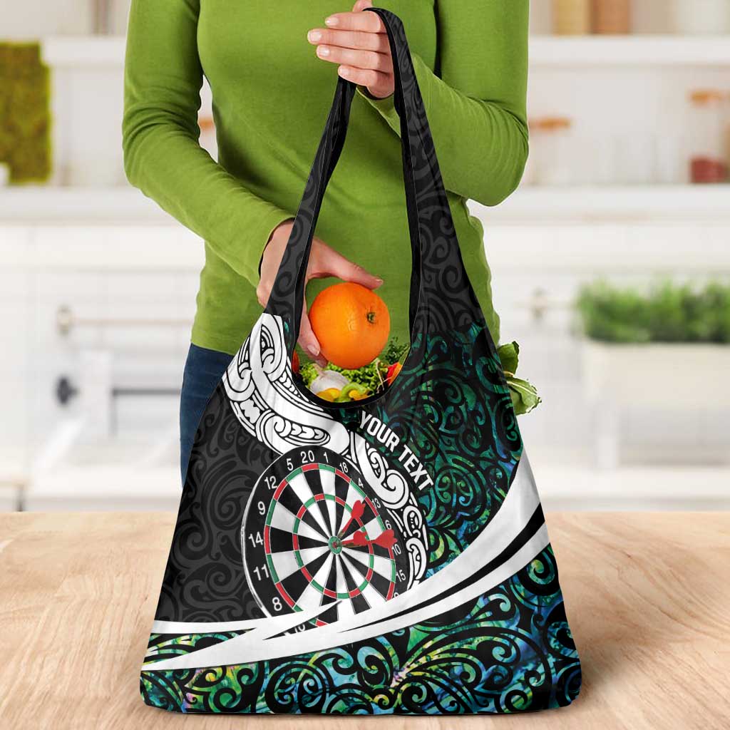 Personalized NZ Darts Grocery Bag Paua Shell Maori Koru Whakairo LT7 - Polynesian Pride